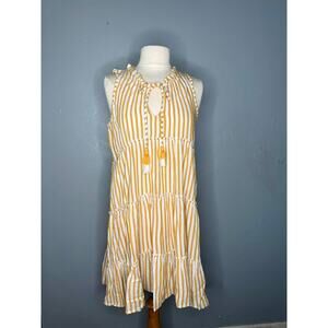 NWT Boho Chic Striped Sleeveless Dress with Playful Tassel Details